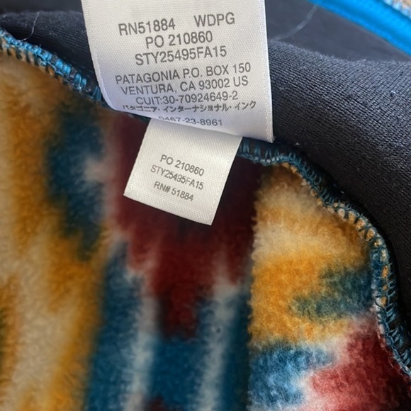 Patagonia Synchilla Snap T Fleece Vest Aztec Pattern gold blue Women jacket Sz S - Picture 10 of 15